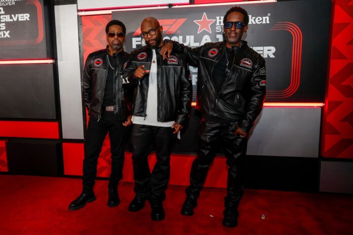Boyz II Men pose at the Red Carpet Event for Formula 1 Heineken Silver Las Vegas Grand Prix 2024 in Las Vegas, Nevada on November 23, 2024.