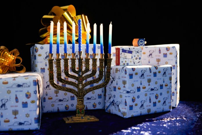 Menorah and gifts for Hannukah